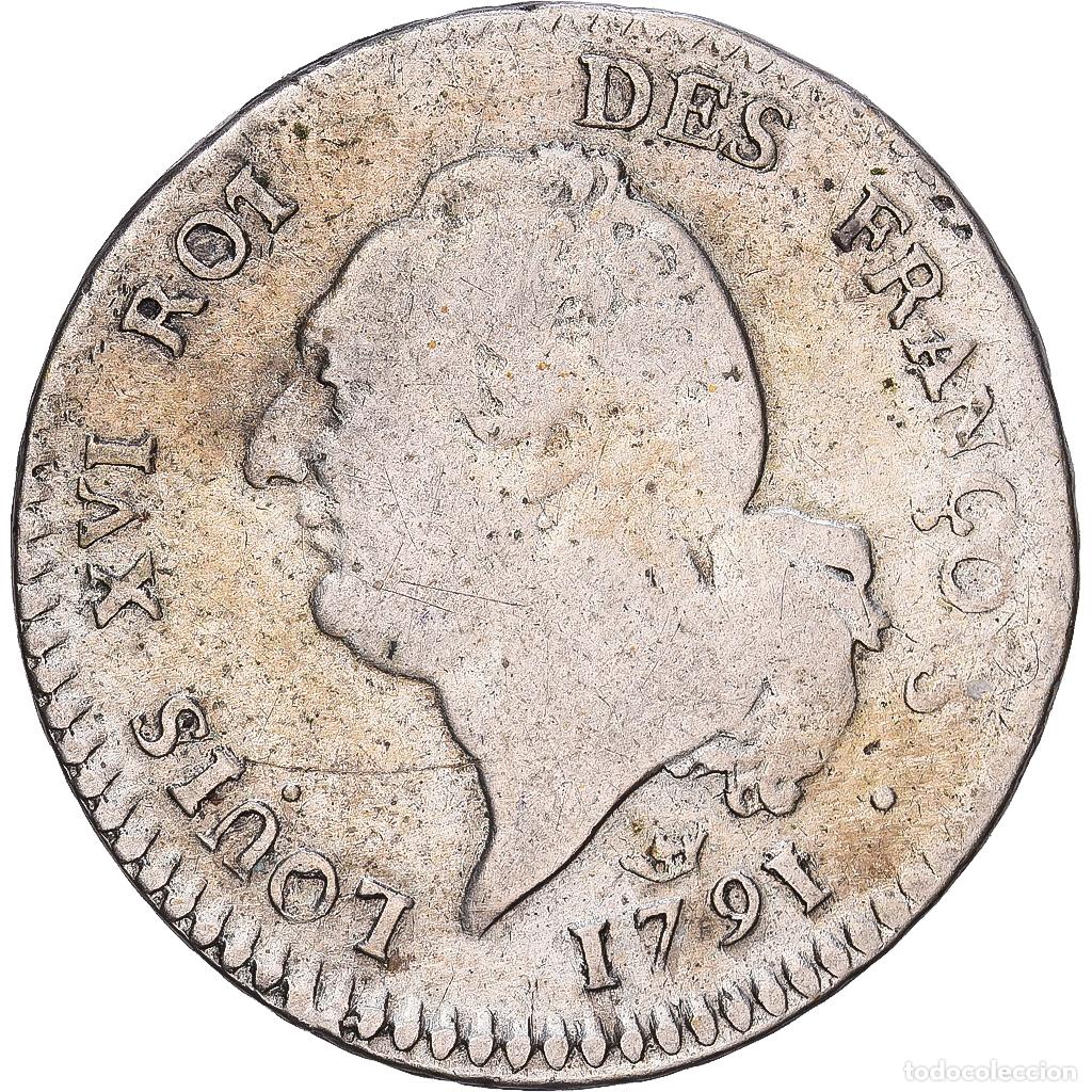 Monedas antiguas de Europa: [#1546681] Francia, Constitution, 15 sols fran&ccedil;ois, 1791, Toulouse, Plata, BC+, Gadoury:36
