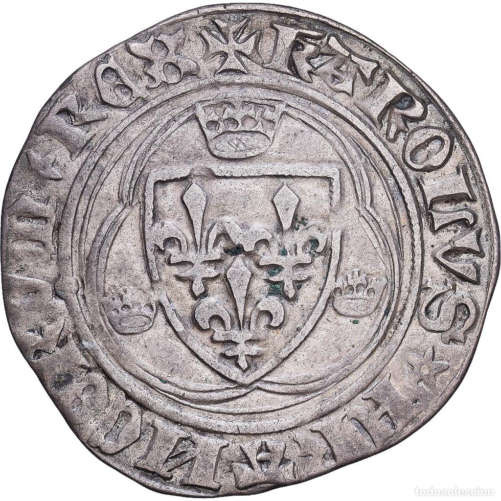 Monedas antiguas de Europa: [#1203215] Francia, Charles VII, Blanc &agrave; la couronne, 1455, Rouen, Vell&oacute;n, MBC+