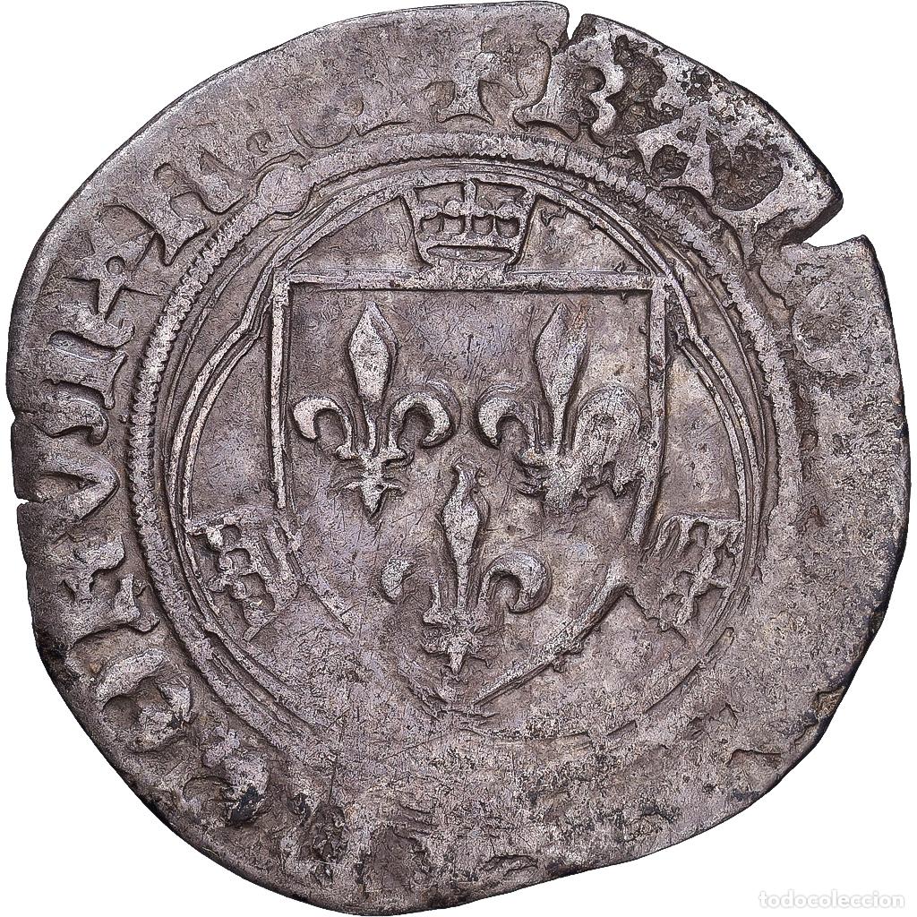 Monedas antiguas de Europa: [#1203214] Francia, Charles VII, Blanc &agrave; la couronne, 1456, Saint-Quentin, Vell&oacute;n, BC+