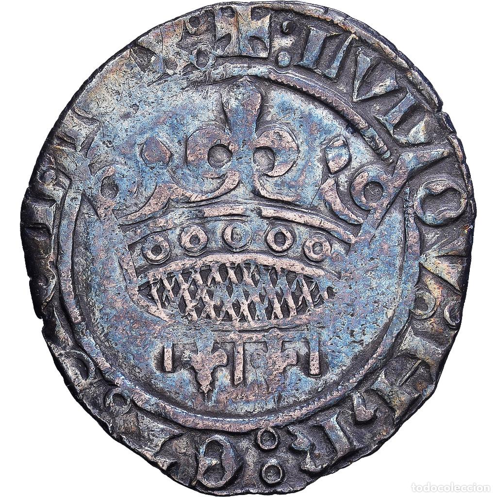 Monedas antiguas de Europa: [#1203238] County of Provence, Louis II d'Anjou, Sol coronat, 1414, Tarascon, Vell&oacute;n, BC+