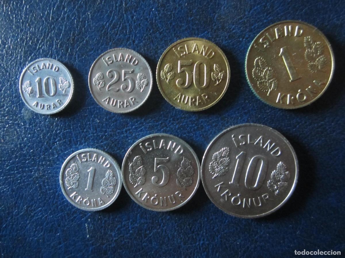 Monedas antiguas de Europa: Islandia 10 25 50 aurar 1 1 5 & 10 Coronas 1967 - 1978