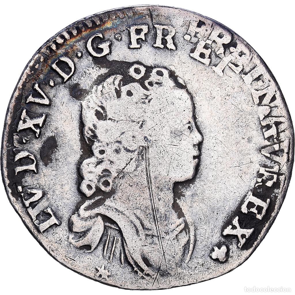 Monedas antiguas de Europa: [#1546923] Francia, Louis XV, 1/10 &Eacute;cu vertugadin, 1716, Paris, r&eacute;form&eacute;, Plata, BC+