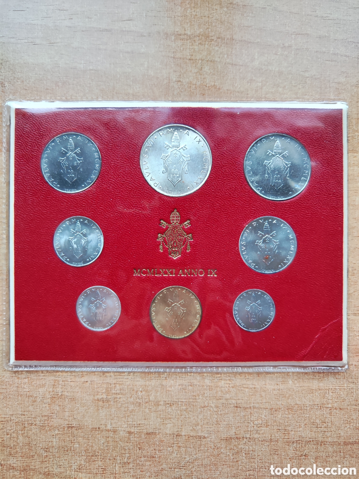 Monedas antiguas de Europa: Ciudad del Vaticano, set oficial con 8 monedas en liras del a&ntilde;o 1971.