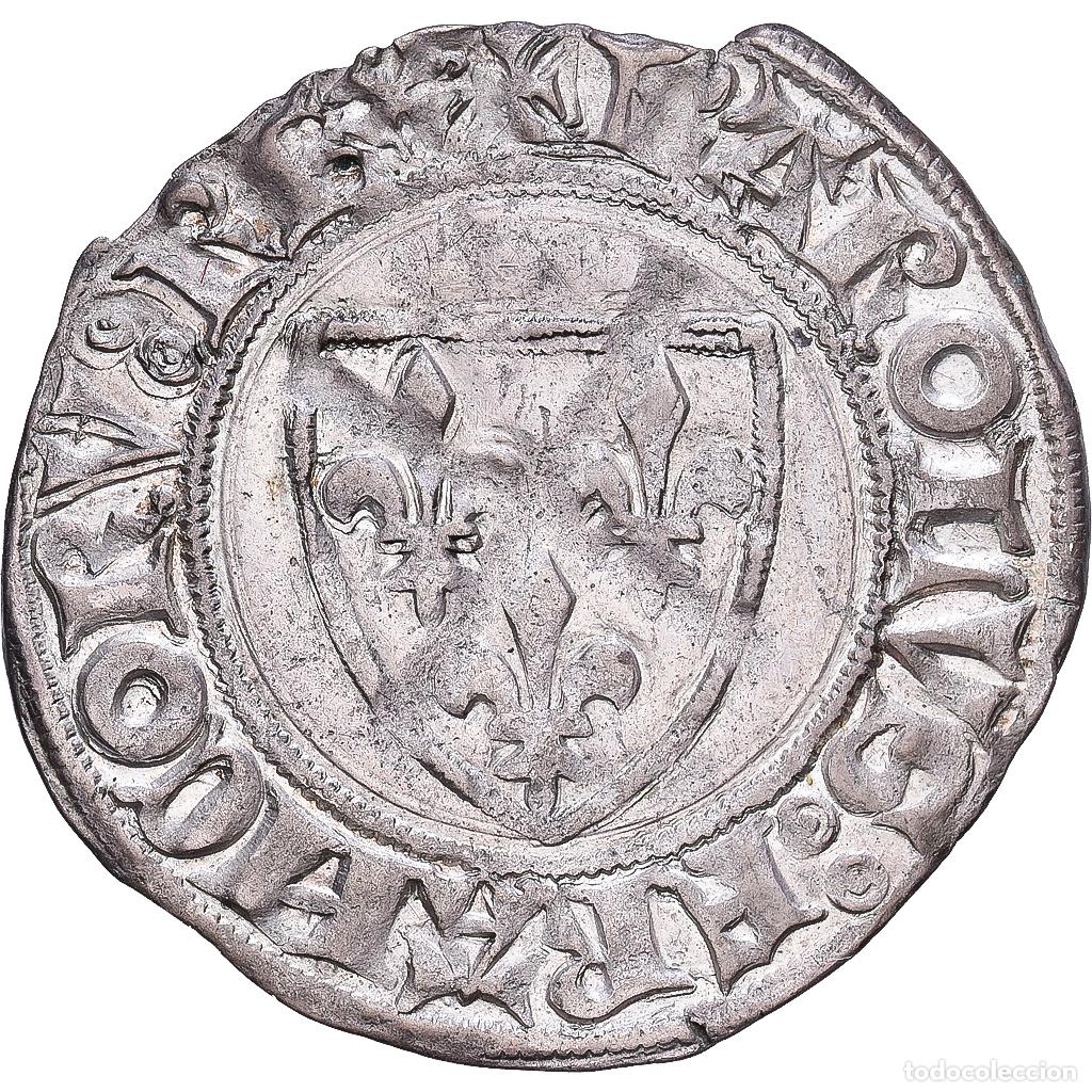 Monedas antiguas de Europa: [#1203199] Francia, Charles VI, Blanc Gu&eacute;nar, 1411, Saint-Quentin, Vell&oacute;n, MBC+