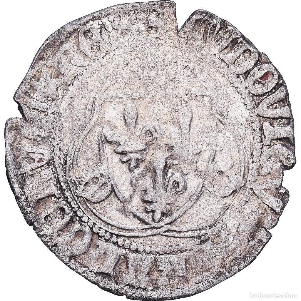 Monedas antiguas de Europa: [#1203203] Francia, Louis XI, Blanc &agrave; la couronne, 1474, Lyon, Vell&oacute;n, MBC