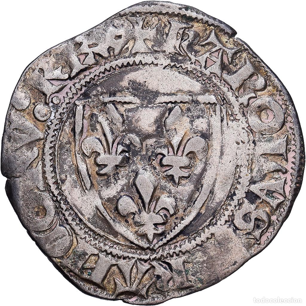 Monedas antiguas de Europa: [#1203198] Francia, Charles VI, Blanc Gu&eacute;nar, 1417, Tournai, Vell&oacute;n, MBC