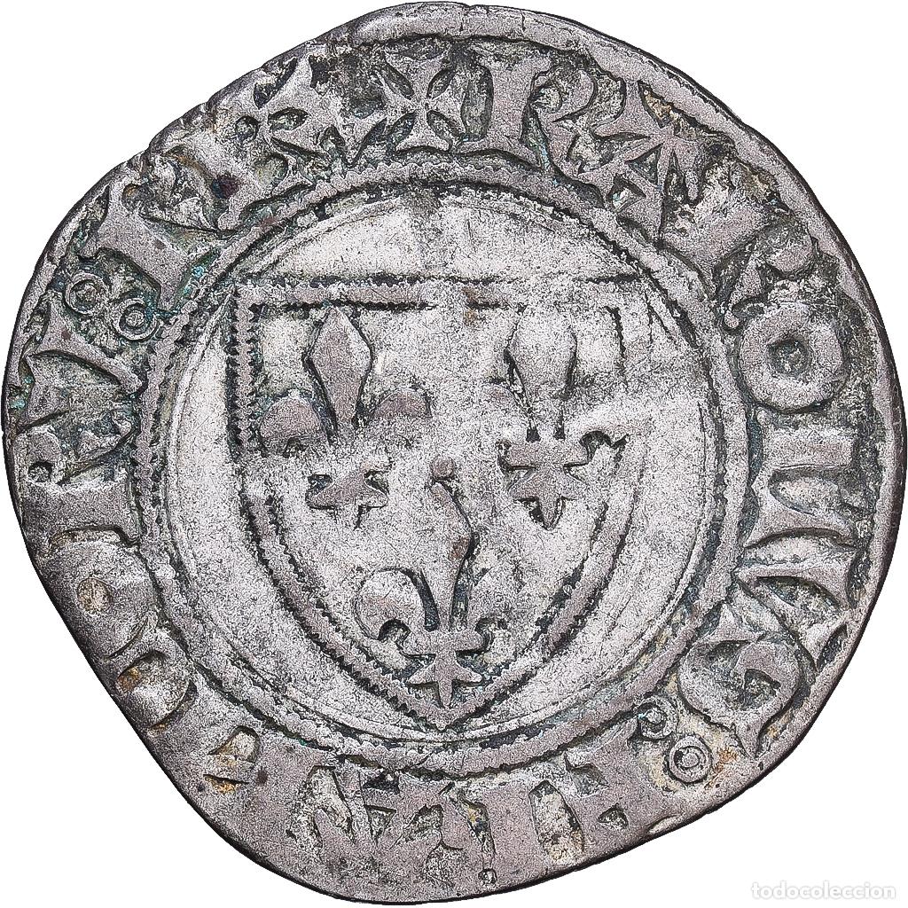 Monedas antiguas de Europa: [#1203200] Francia, Charles VI, Blanc Gu&eacute;nar, 1411, Romans, Vell&oacute;n, MBC
