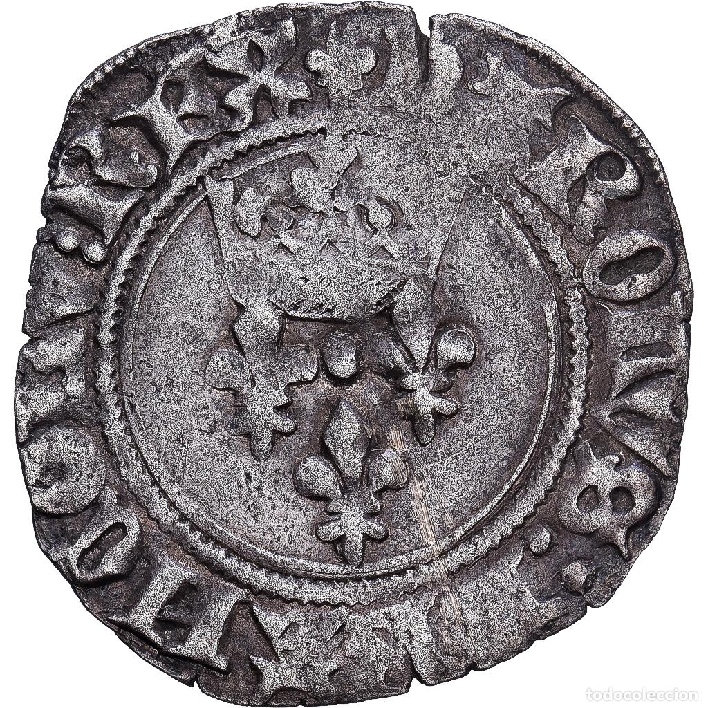 Monedas antiguas de Europa: [#1203205] Francia, Charles VI, Gros dit &rdquo;Florette&rdquo;, 1419, Ch&acirc;lons-en-Champagne, Vell&oacute;n
