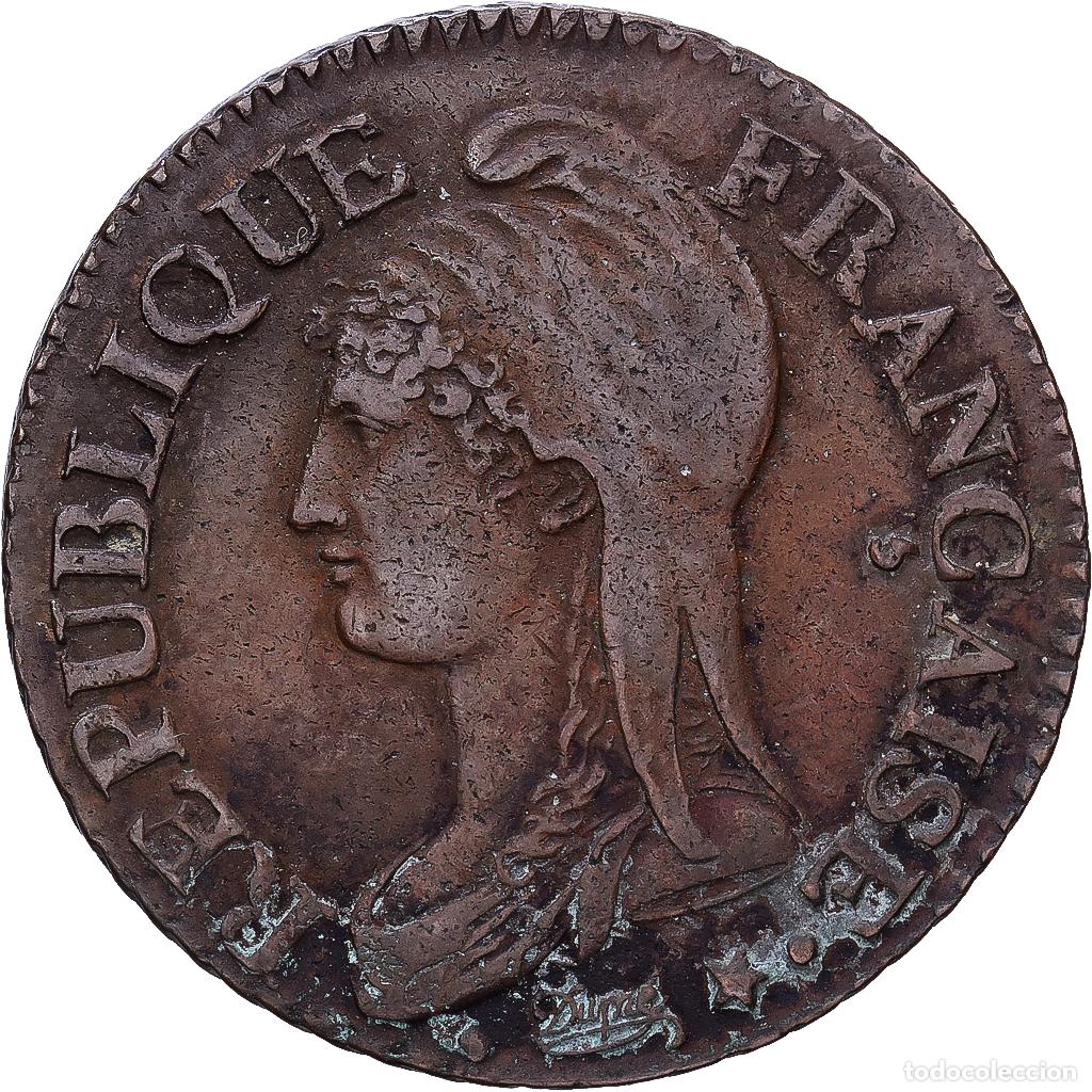 Monedas antiguas de Europa: [#1546926] Francia, Directoire, 5 Centimes, Dupr&eacute;, AN 7/5, Paris, Cobre, BC+, Gadoury:126