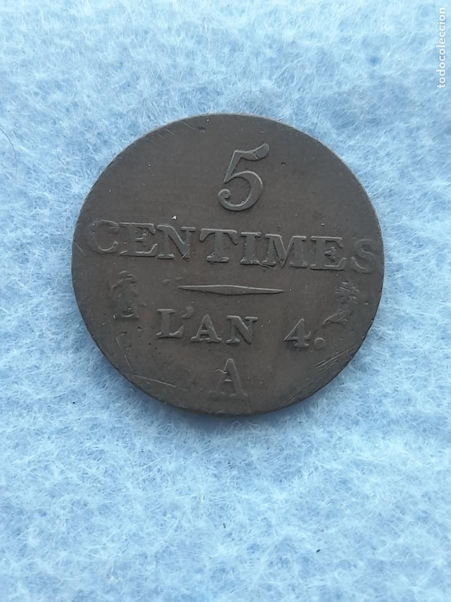 Monedas antiguas de Europa: Francia. 5 C&eacute;ntimos. A&ntilde;o 1795 A. - Foto 2