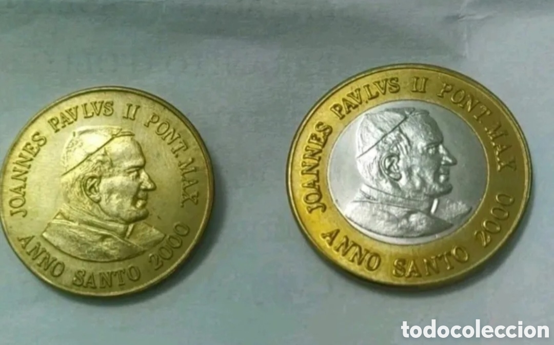 Monete antiche di Europa: JUAN PABLO lI PRUEBA DE 1EURO Y 50 CENTIMOS DEL VATICANO A&Ntilde;O 2000. SIN CIRCUL