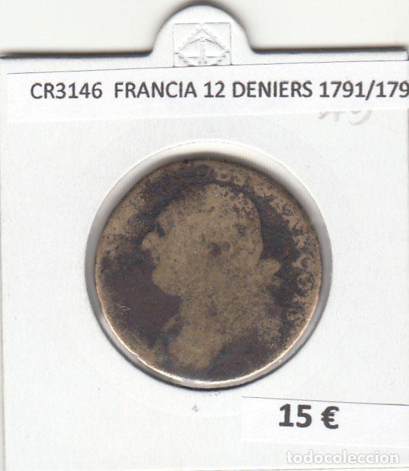 Monedas antiguas de Europa: CR3146 MONEDA FRANCIA 12 DENIERS 1791/1793 BC