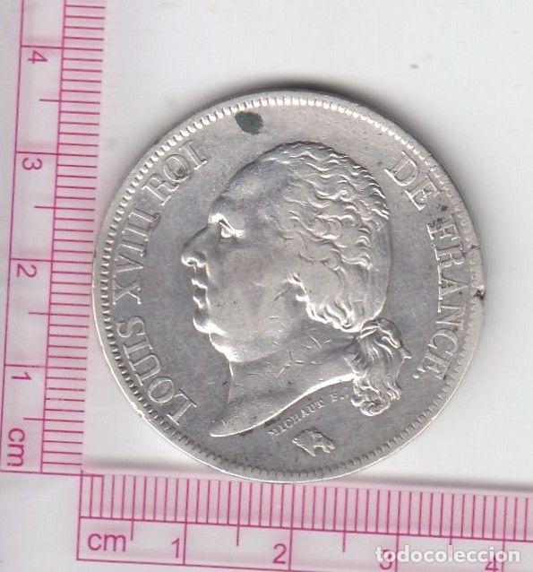 Monnaies anciennes de Europe: CR3670 MONEDA FRANCIA 5 FRANCOS 1818 LUIS XVIII ROVEN PLATA