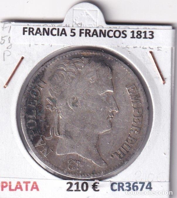 Monnaies anciennes de Europe: CR3674 MONEDA FRANCIA 5 FRANCOS 1813 NAPOLEON I LILLE PLATA