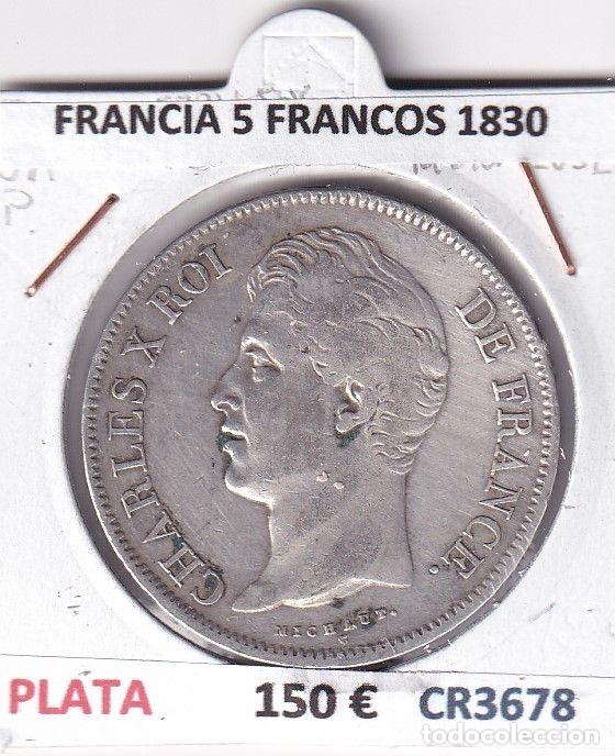 Alte M&uuml;nzen aus Europa: CR3678 MONEDA FRANCIA 5 FRANCOS 1830 CARLOS X TOULOSSE PLATA