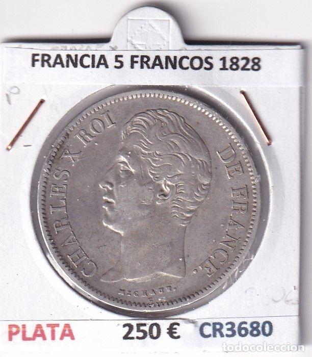 Alte M&uuml;nzen aus Europa: CR3680 MONEDA FRANCIA 5 FRANCOS 1828 CARLOS X LILLE PLATA