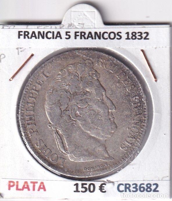 Alte M&uuml;nzen aus Europa: CR3682 MONEDA FRANCIA 5 FRANCOS 1832 LUIS FELIPE I PERPIG&Ntilde;AN PLATA