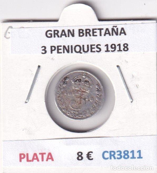 Alte M&uuml;nzen aus Europa: CR3811 MONEDA GRAN BRETA&Ntilde;A 3 PENIQUES 1918 PLATA