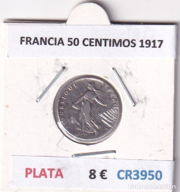Old Coins of Europe: CR3950 MONEDA FRANCIA 50 CENTIMOS 1917 PLATA