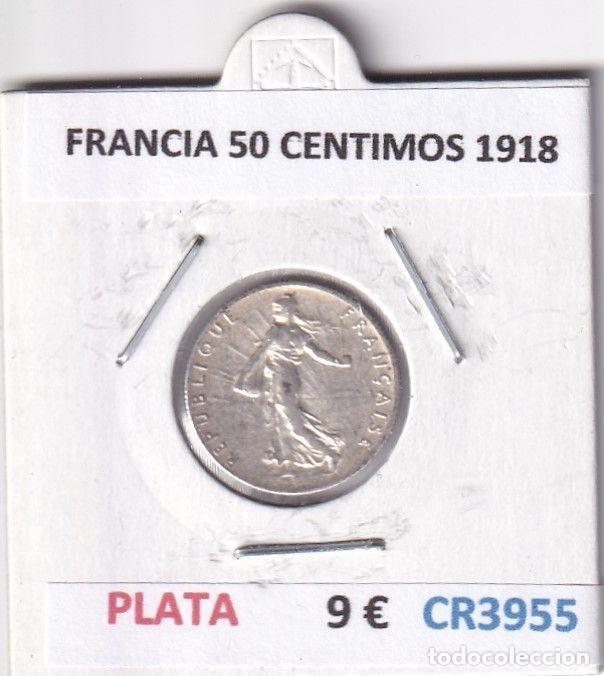 Old Coins of Europe: CR3955 MONEDA FRANCIA 50 CENTIMOS 1918 PLATA