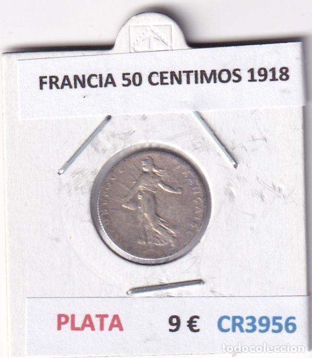 Old Coins of Europe: CR3956 MONEDA FRANCIA 50 CENTIMOS 1918 PLATA