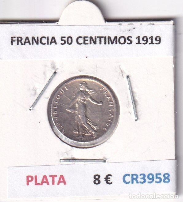 Old Coins of Europe: CR3958 MONEDA FRANCIA 50 CENTIMOS 1919 PLATA