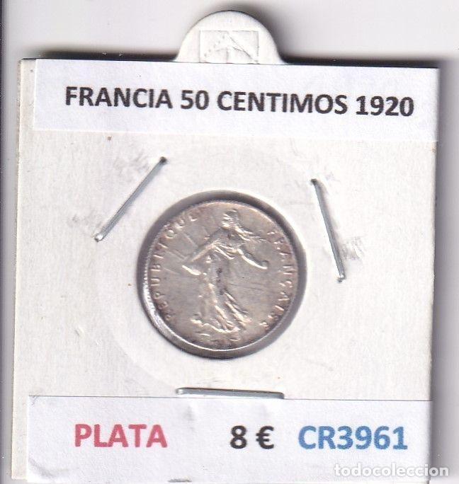 Old Coins of Europe: CR3961 MONEDA FRANCIA 50 CENTIMOS 1920 PLATA
