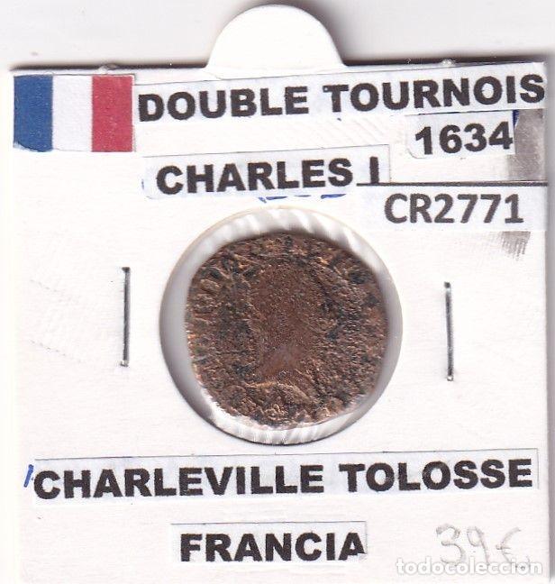 Monedas antiguas de Europa: CR2771 MONEDA FRANCIA DOBLE TOURNOIS CARLOS I 1634