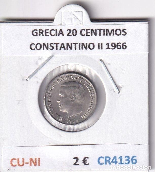 Monnaies anciennes de Europe: CR4136 MONEDA GRECIA 20 CENTIMOS CONSTANTINO II 1966 CU-NI