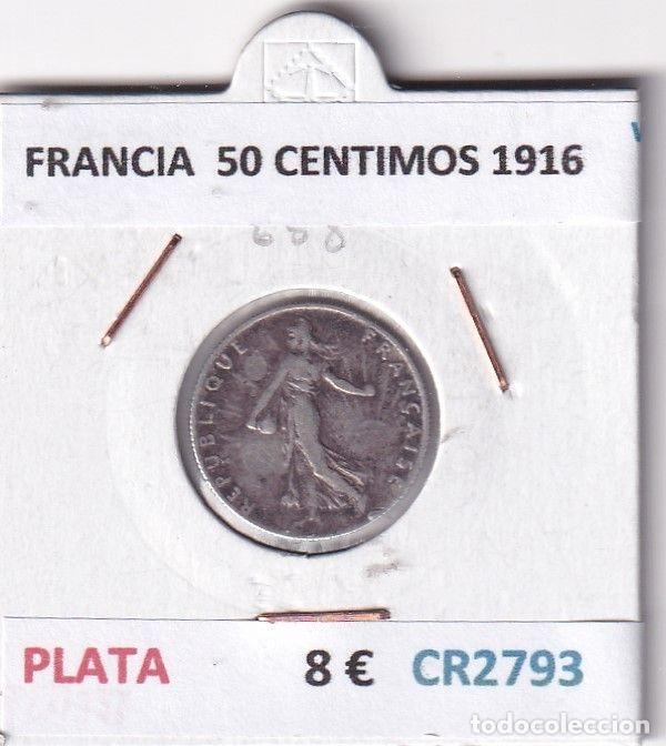 Old Coins of Europe: CR2793 MONEDA FRANCIA 50 CENTIMOS 1916 PLATA