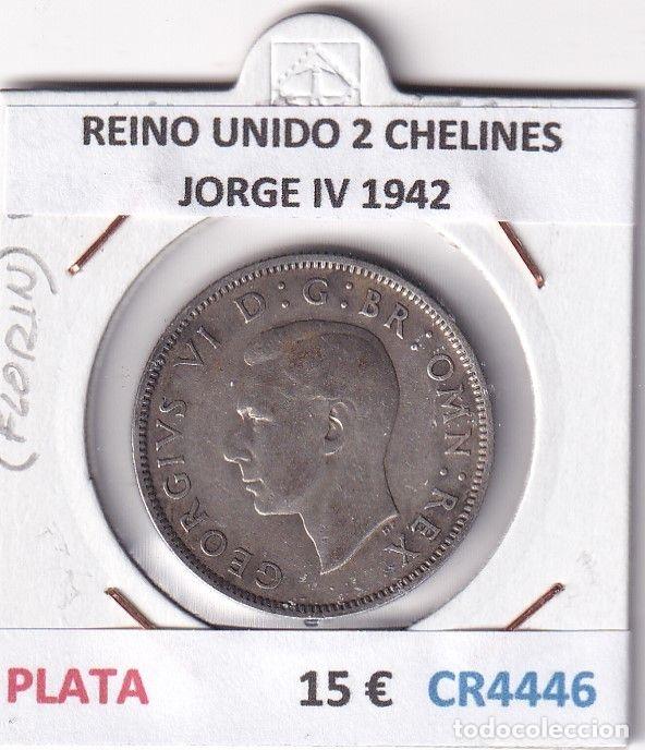 Monete antiche di Europa: CR4446 MONEDA REINO UNIDO 2 CHELINES JORGE IV 1942 PLATA
