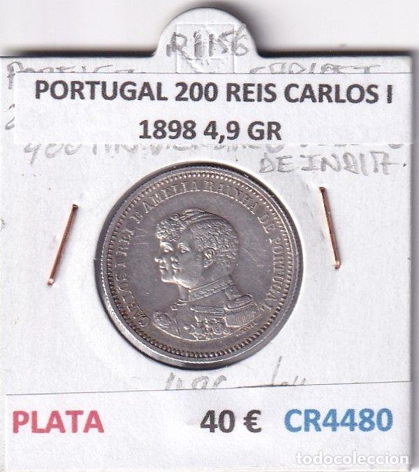 Monete antiche di Europa: CR4480 MONEDA PORTUGAL 200 REIS CARLOS I 1898 4,9 GR PLATA