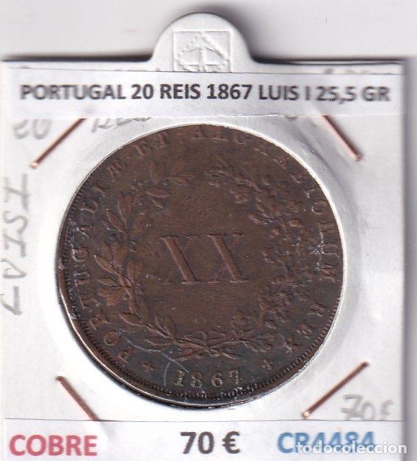 Moedas antigas da Europa: CR4484 MONEDA PORTUGAL 20 REIS 1867 LUIS I 25,5 GR COBRE