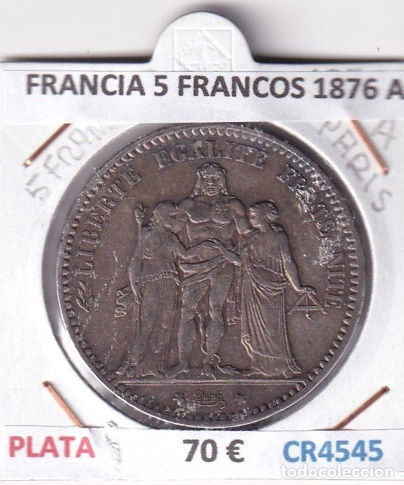 Monete antiche di Europa: CR4545 MONEDA FRANCIA 5 FRANCOS 1876 A PARIS PLATA