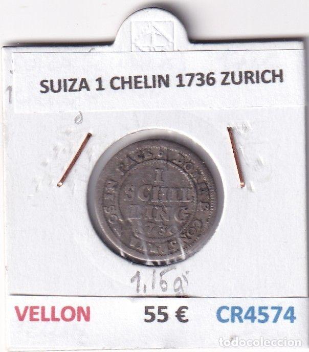 Monete antiche di Europa: CR4574 MONEDA SUIZA 1 CHELIN 1736 ZURICH VELLON