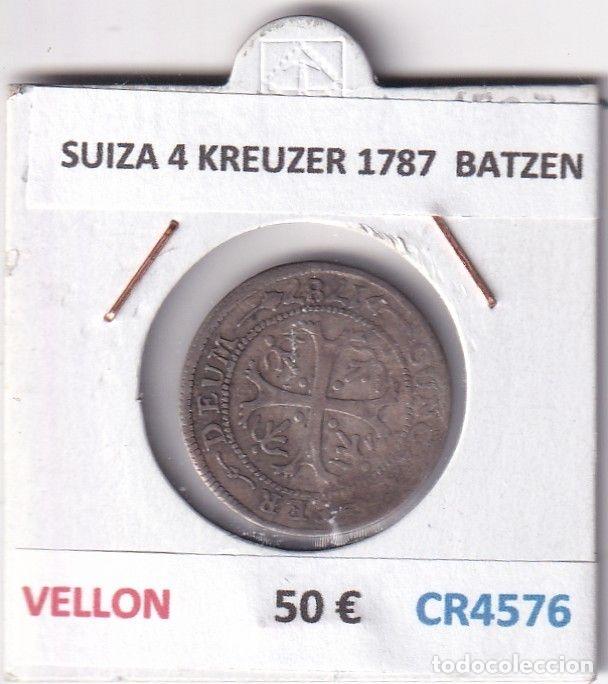 Monete antiche di Europa: CR4576 MONEDA SUIZA 4 KREUZER 1787 BATZEN VELLON