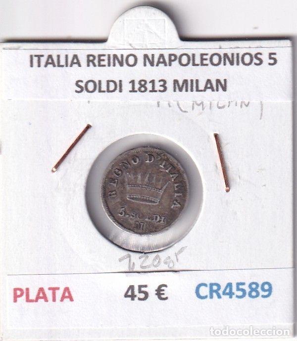 Monete antiche di Europa: CR4589 MONEDA ITALIA REINO NAPOLEONIOS 5 SOLDI 1813 MILAN PLATA