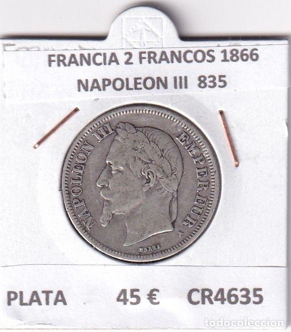 Monedas antiguas de Europa: CR4635 MONEDA FRANCIA 2 FRANCOS 1866 NAPOLEON III PLATA 835