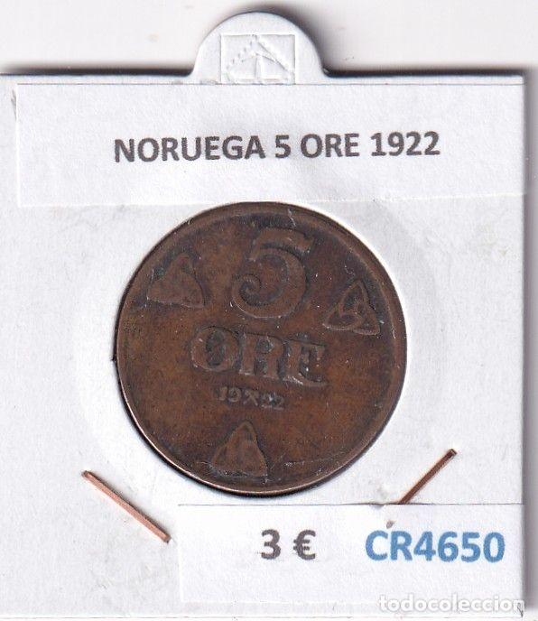 Monedas antiguas de Europa: CR4650 MONEDA NORUEGA 5 ORE 1922