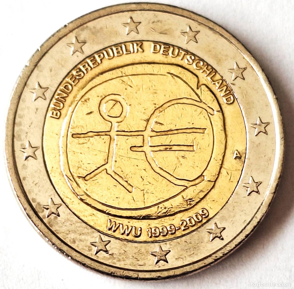 Monnaies anciennes de Europe: ALEMANIA MONEDA CONMEMORATIVA 2 EUROS DEL A&Ntilde;O 2009 CECA &rdquo; A &rdquo; - 10 A&Ntilde;OS DE LA UEM - EN MBE
