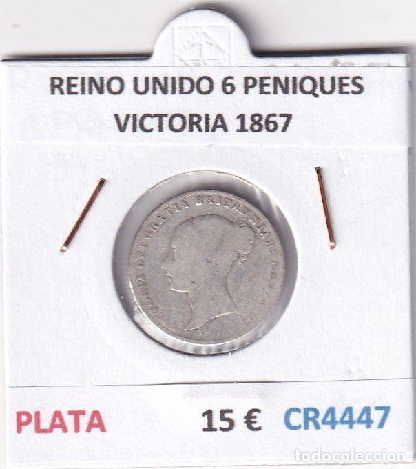 Alte M&uuml;nzen aus Europa: CR4447 MONEDA REINO UNIDO 6 PENIQUES VICTORIA 1867 PLATA