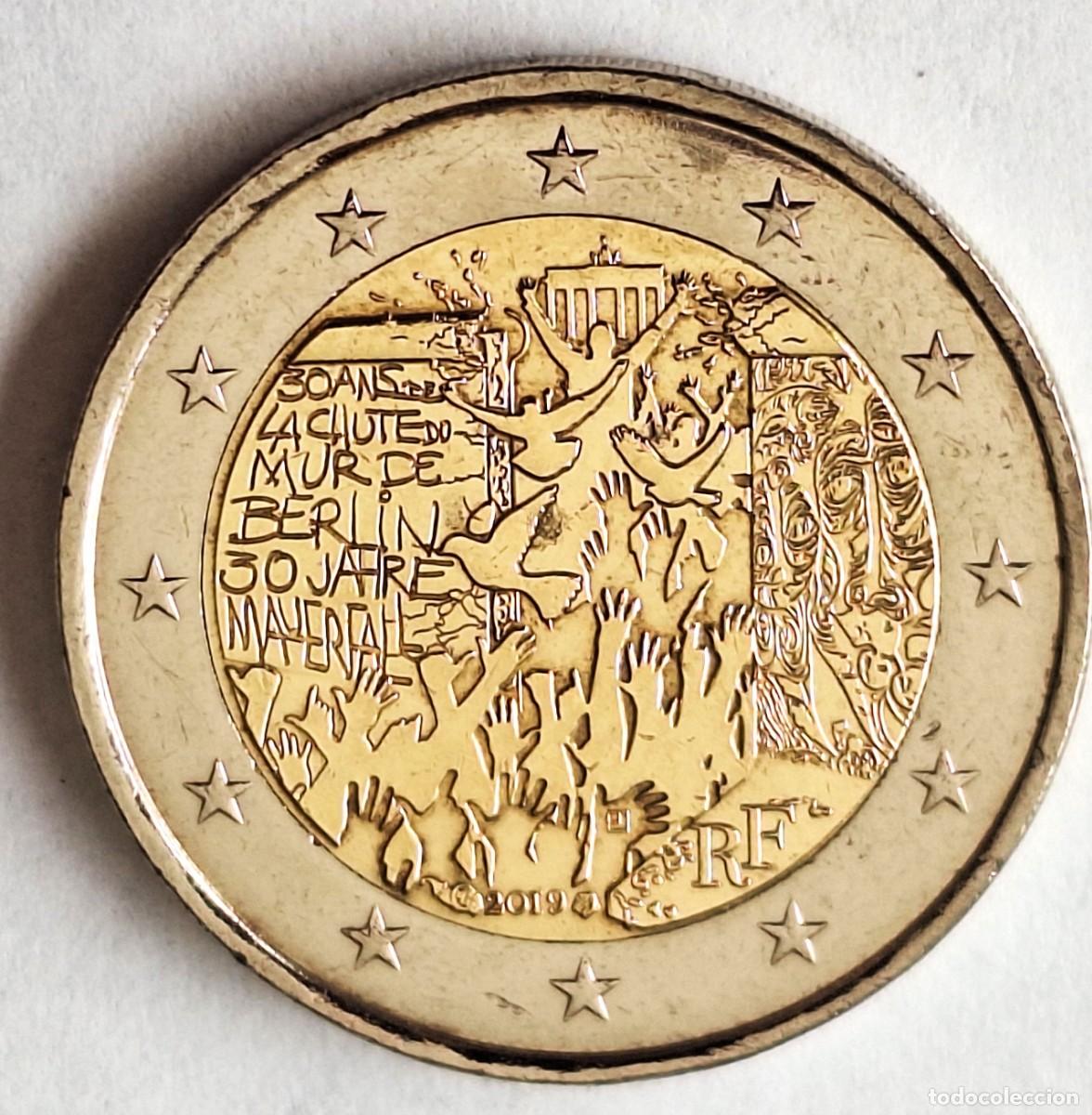 Alte M&uuml;nzen aus Europa: FRANCIA - MONEDA CONMEMORATIVA DE 2 EUROS DEL A&Ntilde;O 2019 - CAIDA MURO BERLIN - BIEN CONSERVADA