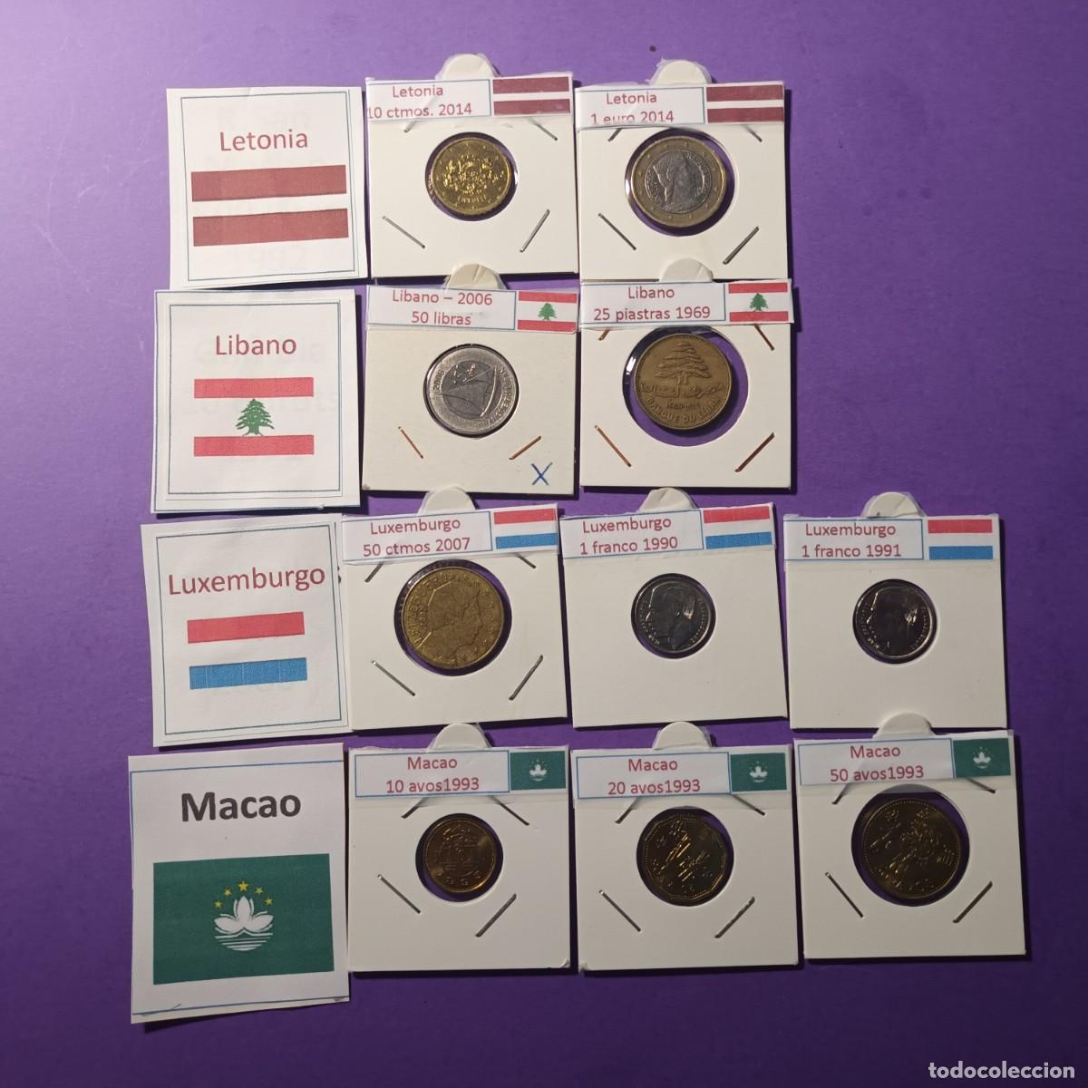 Moedas antigas da Europa: Monedas de Letonia, Libano, Luxemburgo y Macao MI-291