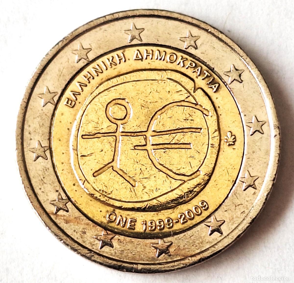 Monedas antiguas de Europa: GRECIA - MONEDA CONMEMORATIVA DE 2 EUROS DEL A&Ntilde;O 2009 - 10 A&Ntilde;OS U.E.M. - BIEN CONSERVADA