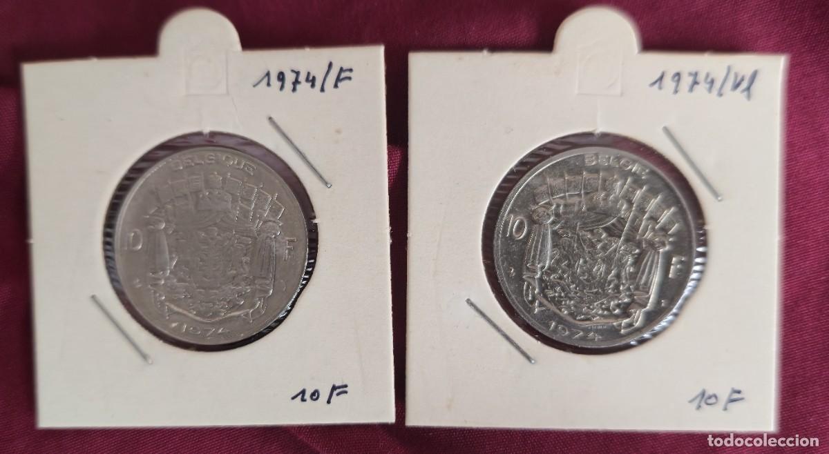 Monedas antiguas de Europa: 2 MONEDAS DE BELGICA 1974 - 10 FRANCO - BELGIQUE y BELGIE - MONEDAS ENCARTONADAS - ESCASAS