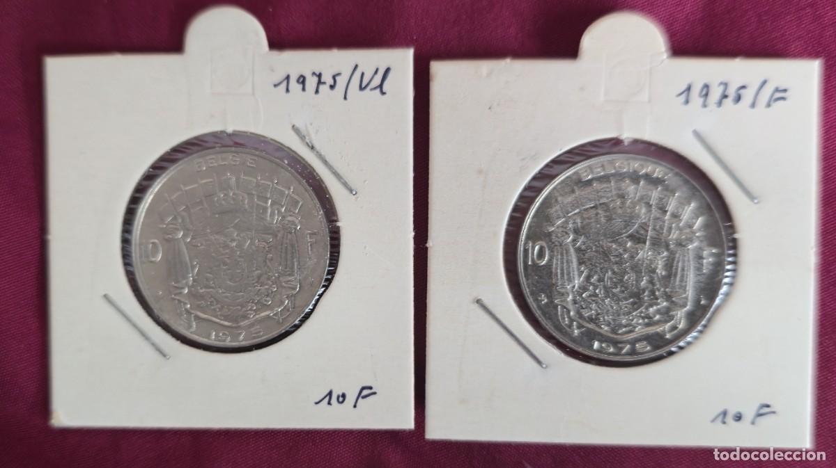 Monedas antiguas de Europa: 2 MONEDAS DE BELGICA 1975 - 10 FRANCO - BELGIQUE y BELGIE - MONEDAS ENCARTONADAS - ESCASAS