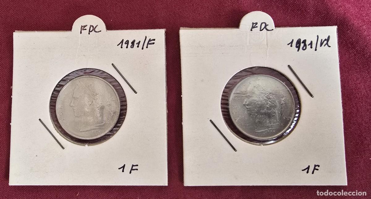 Alte M&uuml;nzen aus Europa: 2 MONEDAS DE BELGICA 1981 - 1 FRANCO - BELGIQUE y BELGIE - MONEDAS ENCARTONADAS - ESCASAS