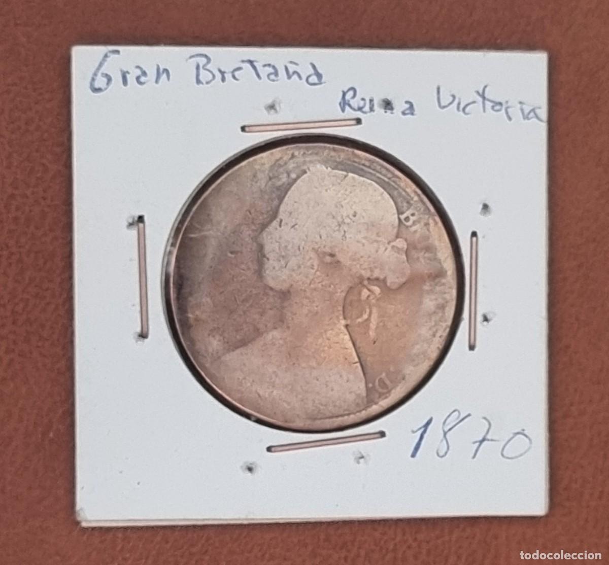 Monedas antiguas de Europa: GRAN BRETA&Ntilde;A 1870 REINA VICTORIA MONEDA ENCARTONADA