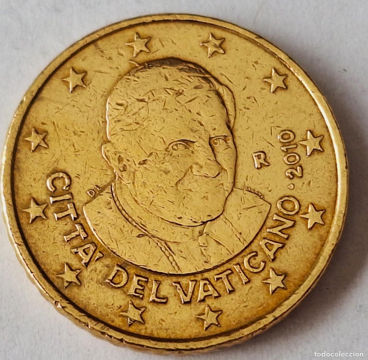 Monedas antiguas de Europa: CIUDAD DEL VATICANO - MONEDA DE 50 CENTIMOS DE EURO DEL A&Ntilde;O 2010 - MUY BIEN CONSERVADA