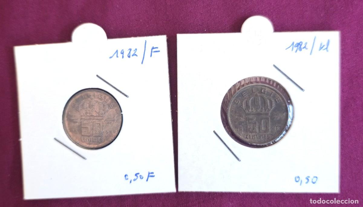 Alte M&uuml;nzen aus Europa: 2 MONEDAS DE BELGICA 1982 - 50 centavos - BELGIQUE y BELGIE - MONEDAS ENCARTONADAS